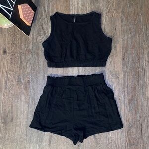 Trendy queen size medium black two piece set